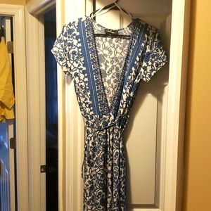 Lulu's Blue and White Floral Dress